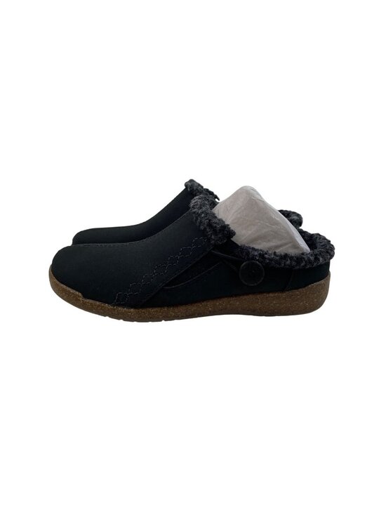 Earth Origins Shoes - Earth Origins Womens Black Faux Suede Fleece-Lined Clogs Size 7M